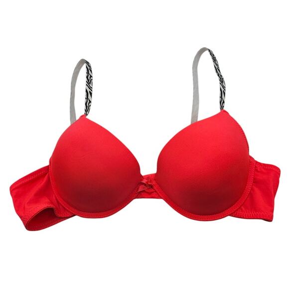 Vintage Y2K Womens Sz 36C Padded Push Up Bra Bright Pink Zebra Straps - Picture 1 of 5